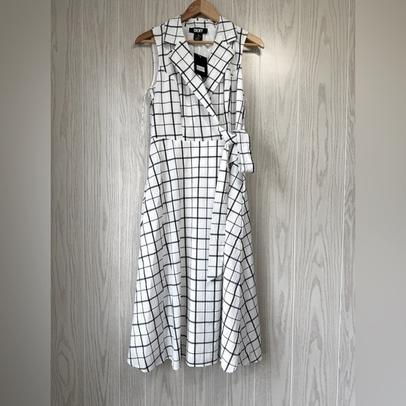 DKNY Midi Dress Women's Size 8 White and Black NWT MSRP $134 - Picture 1 of 3